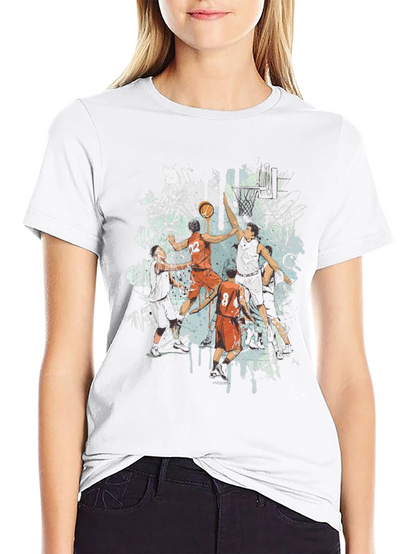 Basketball Graphic Print Black T-Shirt