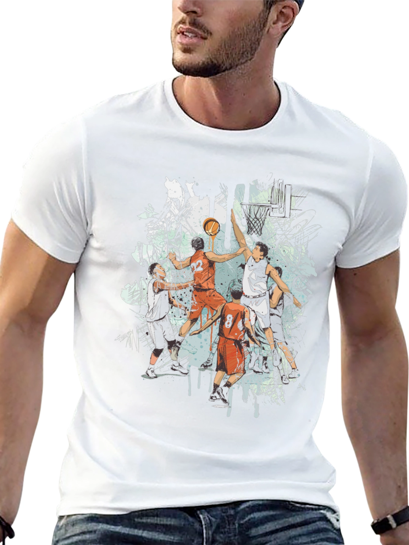 Basketball Graphic Print Black T-Shirt