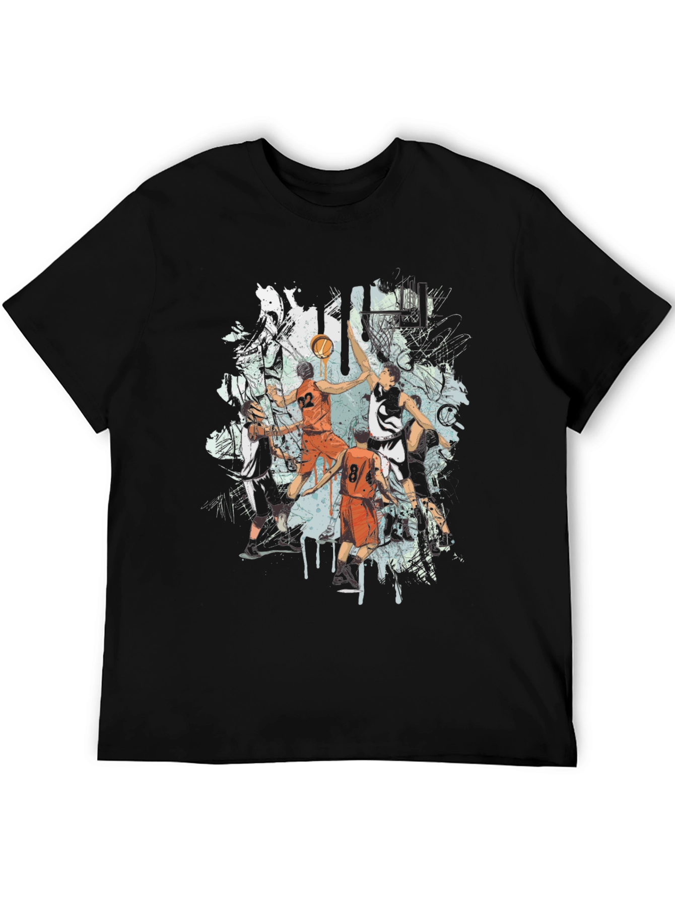 Basketball Graphic Print Black T-Shirt