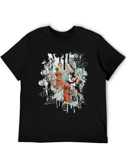 Basketball Graphic Print Black T-Shirt
