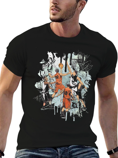Basketball Graphic Print Black T-Shirt