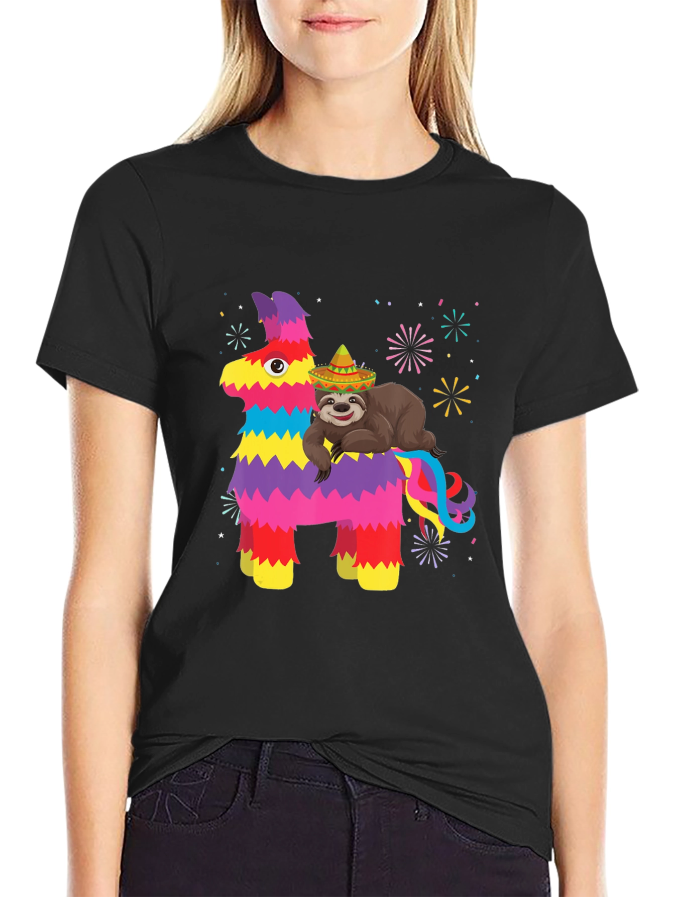 Fiesta Fun T-Shirt: Sloth on Pinata