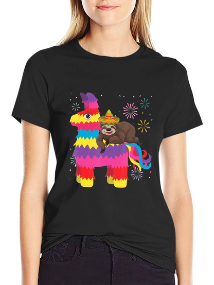 Fiesta Fun T-Shirt: Sloth on Pinata
