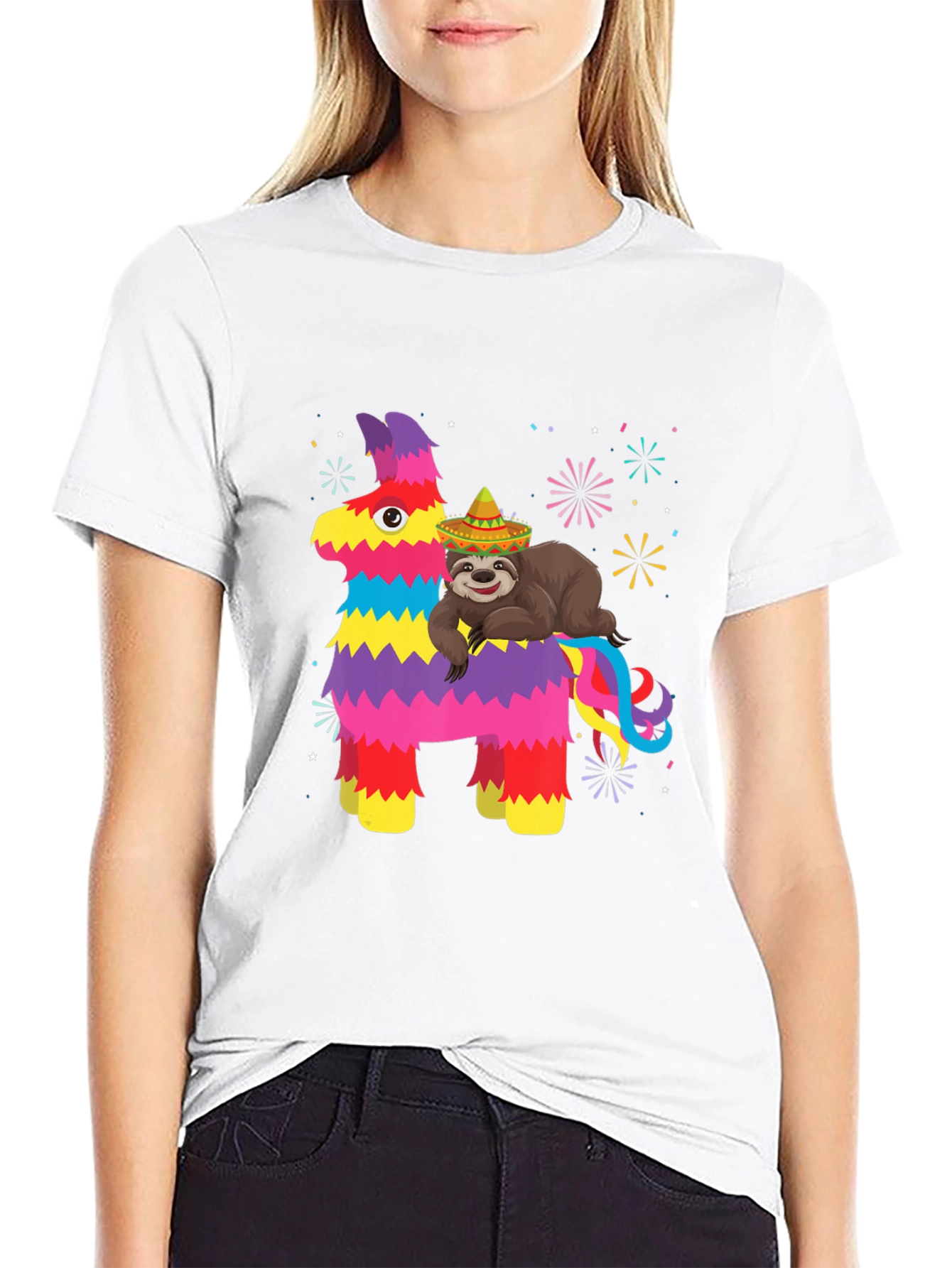 Fiesta Fun T-Shirt: Sloth on Pinata