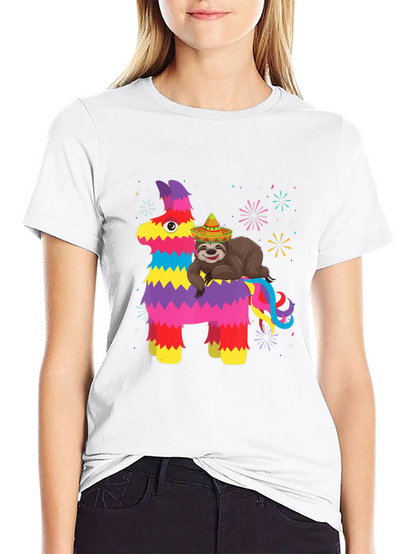 Fiesta Fun T-Shirt: Sloth on Pinata