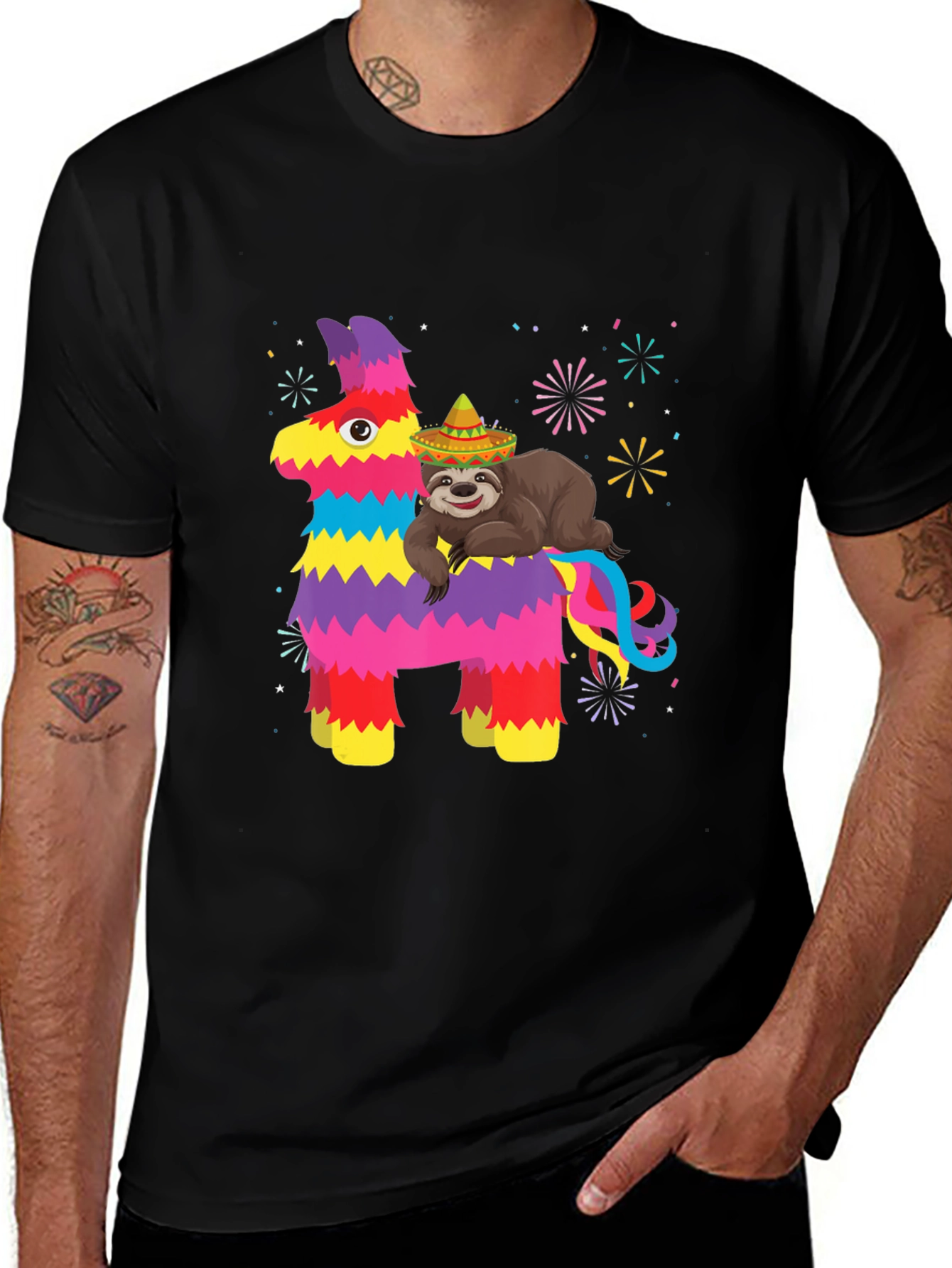 Fiesta Fun T-Shirt: Sloth on Pinata
