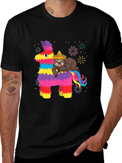 Fiesta Fun T-Shirt: Sloth on Pinata
