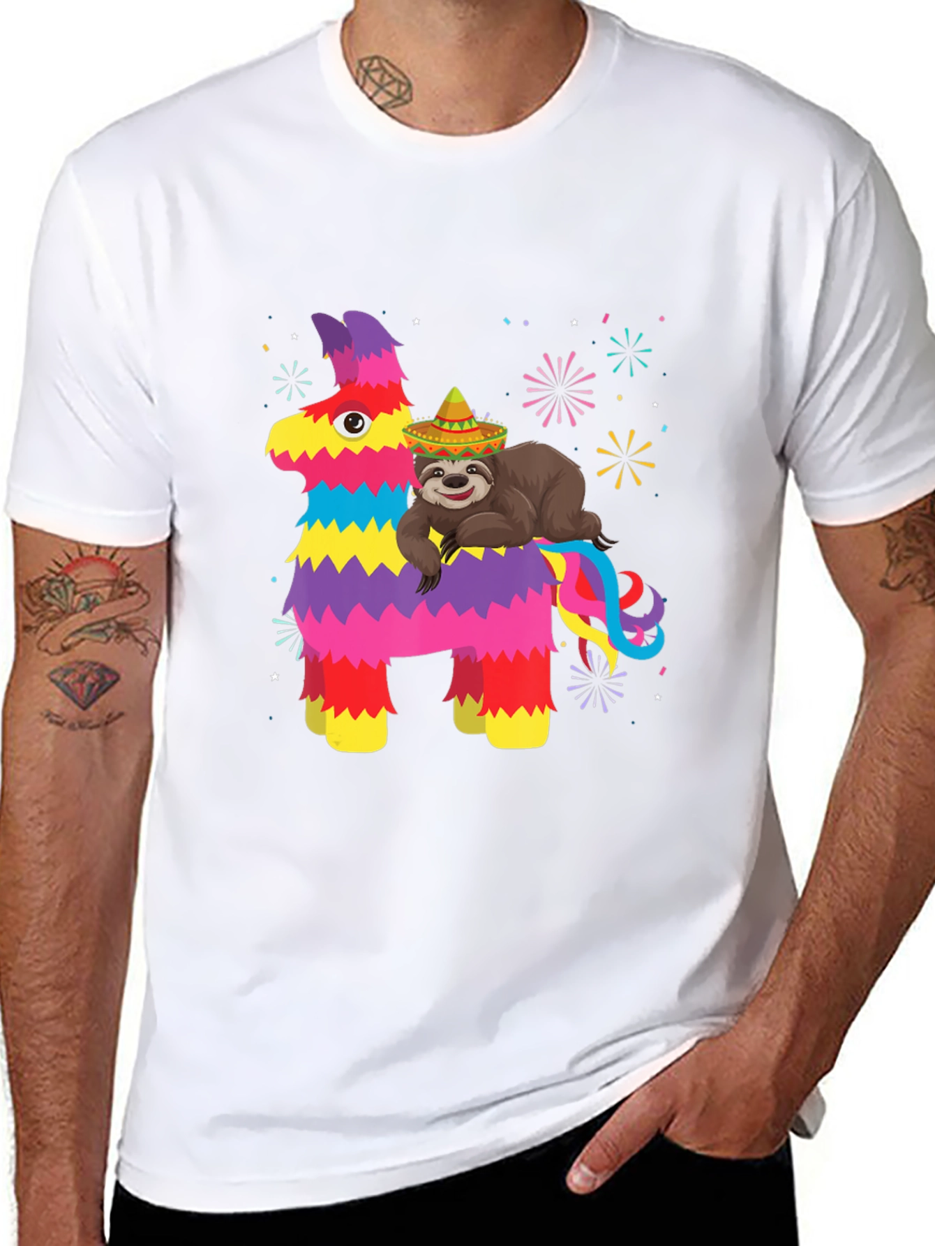 Fiesta Fun T-Shirt: Sloth on Pinata