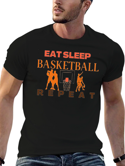 Eat Sleep Basketball Repeat Graphic T-Shirt