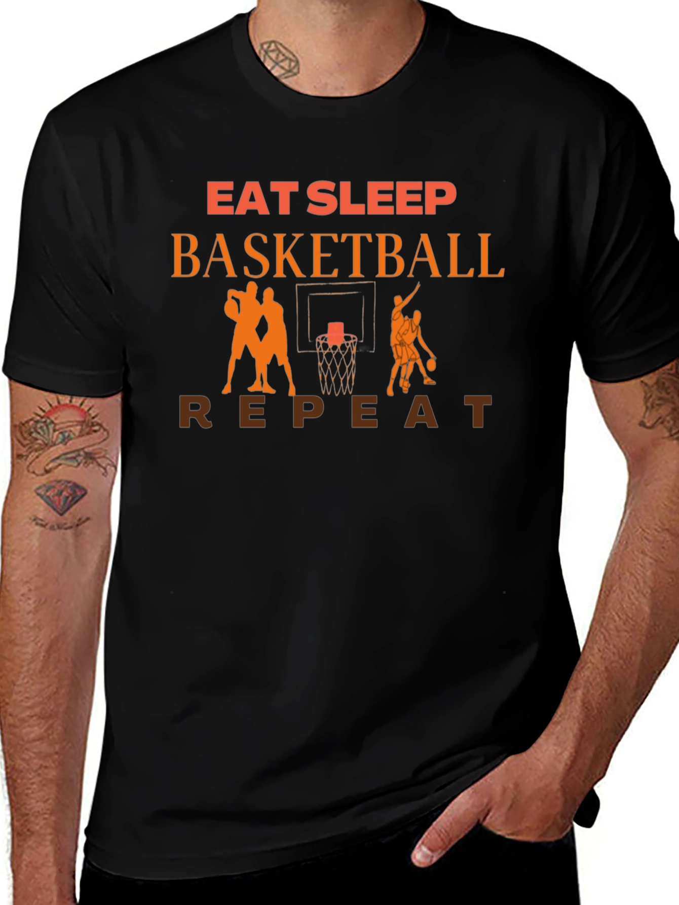 Eat Sleep Basketball Repeat Graphic T-Shirt