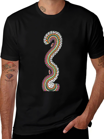 Abstract Snake Graphic T-Shirt - Stylish Mens Tee