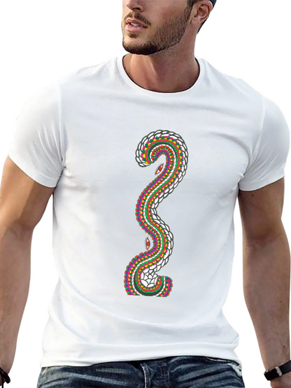 Abstract Snake Graphic T-Shirt - Stylish Mens Tee