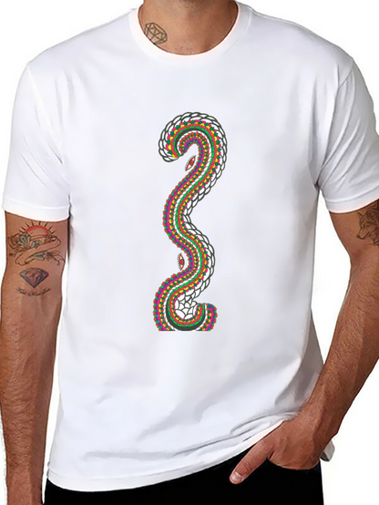 Abstract Snake Graphic T-Shirt - Stylish Mens Tee
