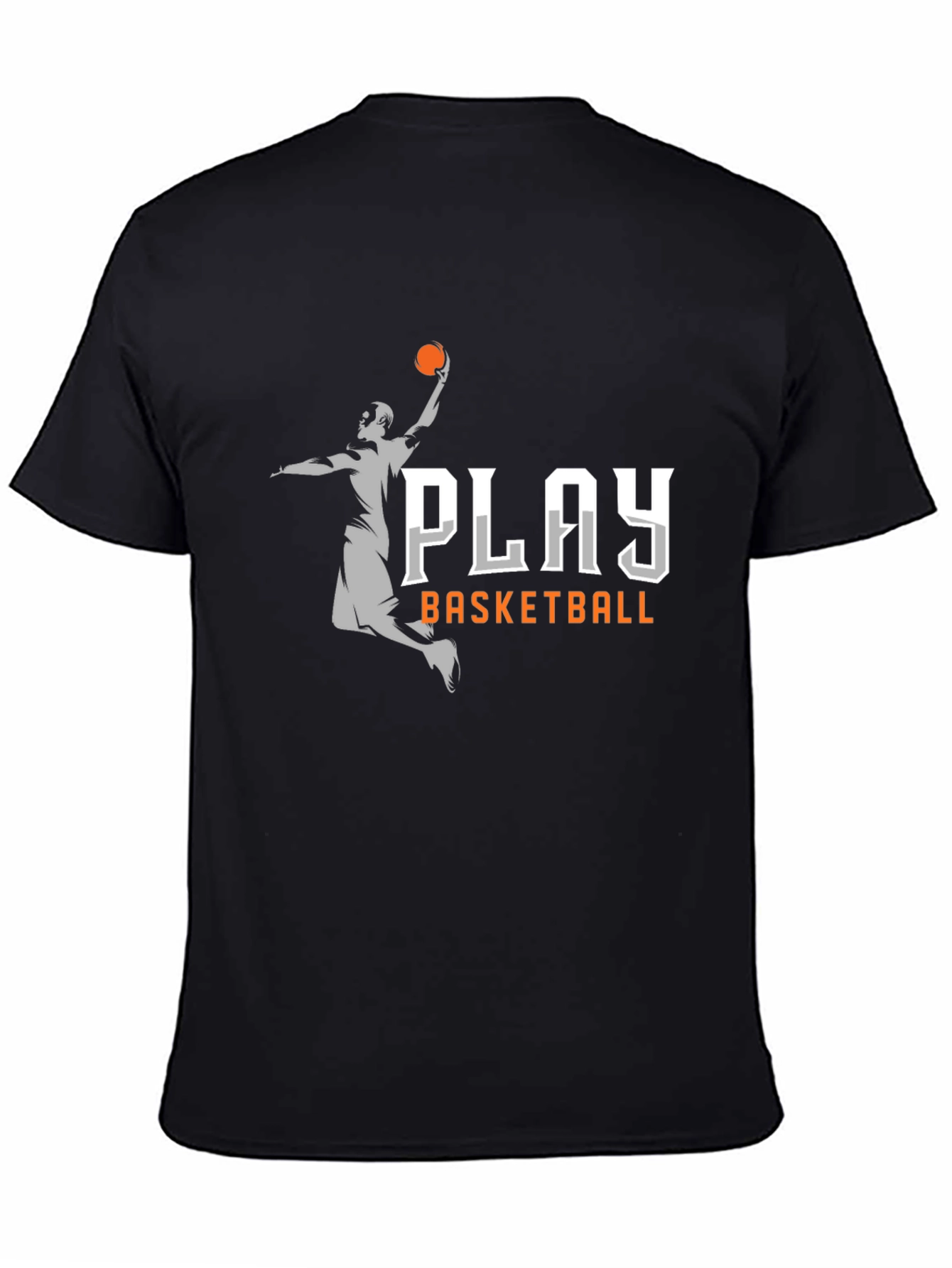 Play Basketball Graphic Tee - Black Cotton T-Shirt