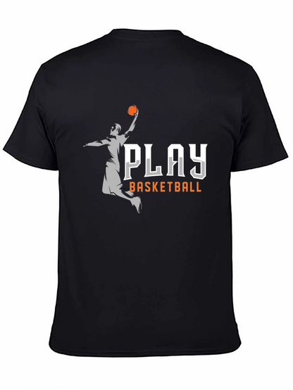 Play Basketball Graphic Tee - Black Cotton T-Shirt