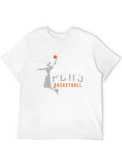 Play Basketball Graphic Tee - Black Cotton T-Shirt