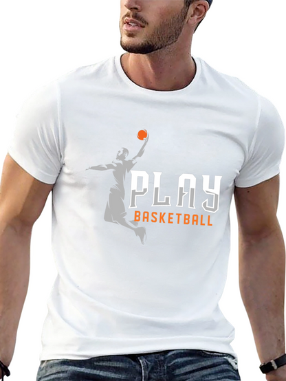 Play Basketball Graphic Tee - Black Cotton T-Shirt