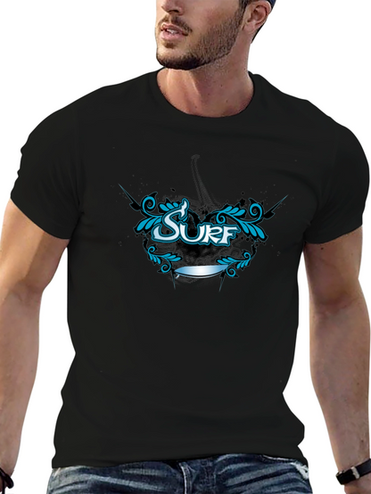 Surf Graphic Tee - Black Cotton T-Shirt