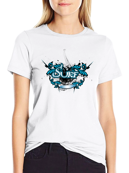 Surf Graphic Tee - Black Cotton T-Shirt