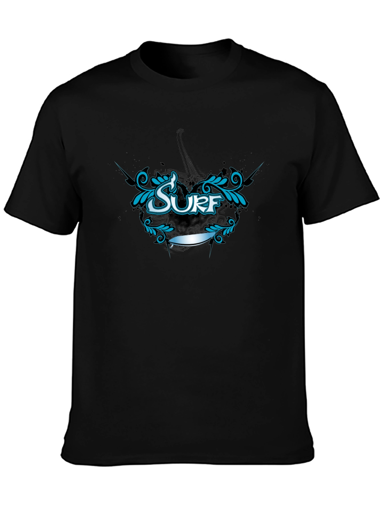Surf Graphic Tee - Black Cotton T-Shirt