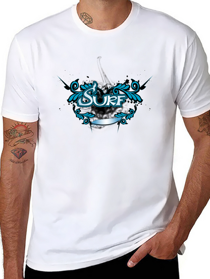 Surf Graphic Tee - Black Cotton T-Shirt