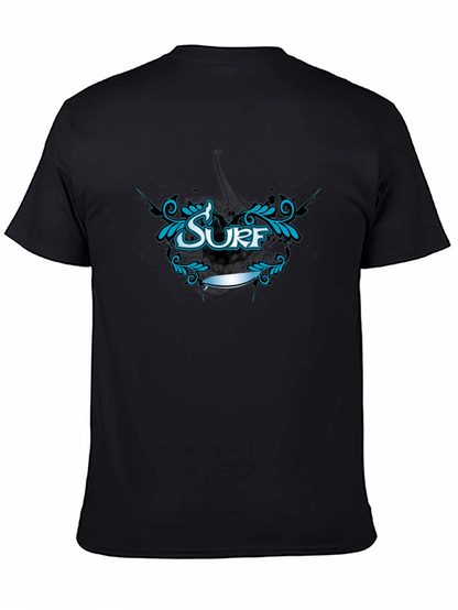 Surf Graphic Tee - Black Cotton T-Shirt