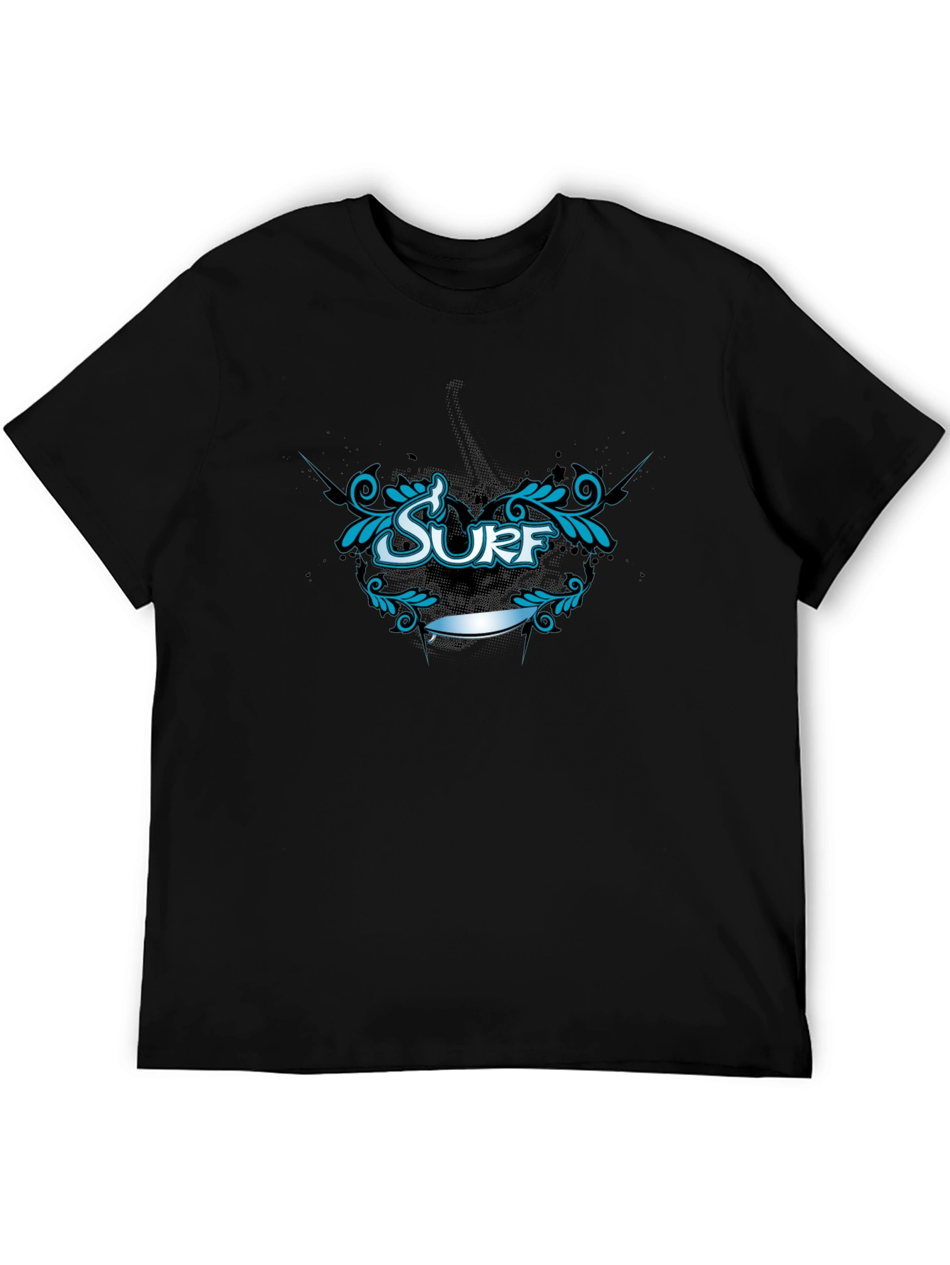 Surf Graphic Tee - Black Cotton T-Shirt