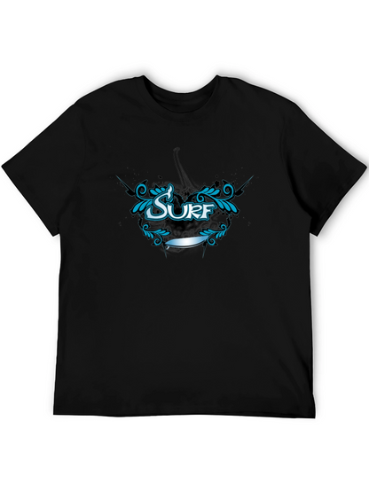 Surf Graphic Tee - Black Cotton T-Shirt