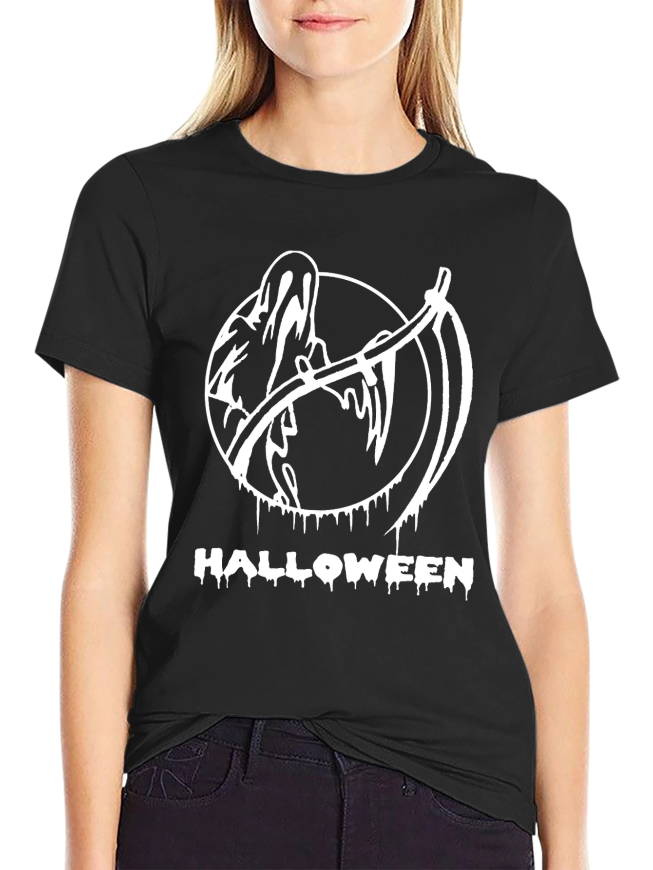 Halloween Reaper Graphic T-Shirt - Spooky Season Style!