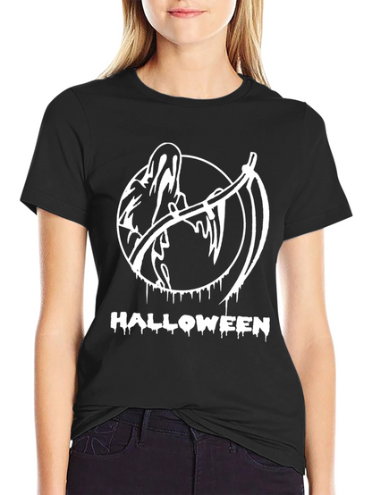 Halloween Reaper Graphic T-Shirt - Spooky Season Style!