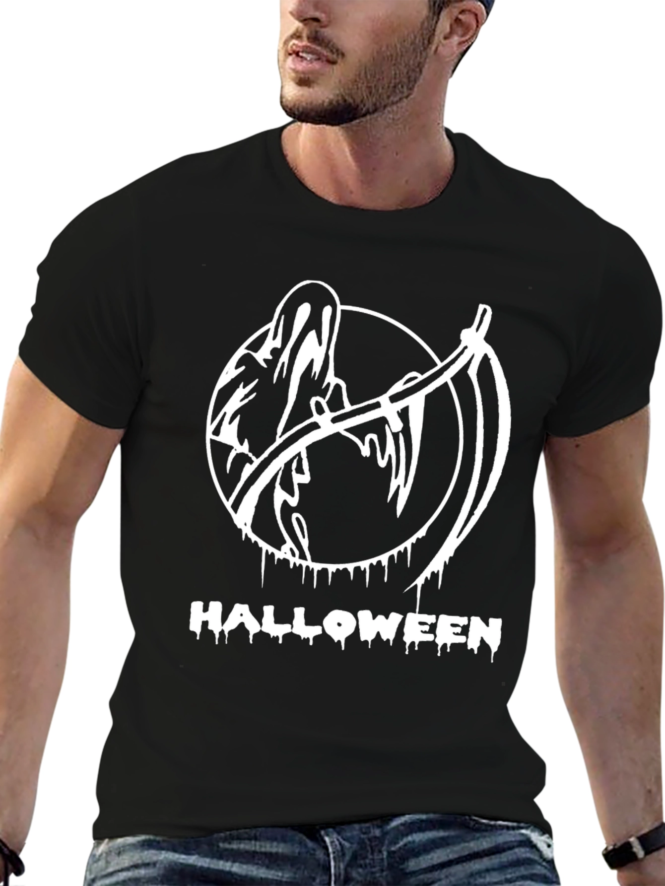 Halloween Reaper Graphic T-Shirt - Spooky Season Style!