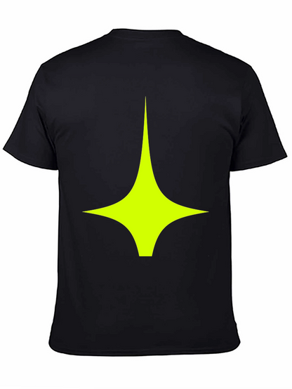Modern Graphic Tee: Black Shirt with Geometric Star Design