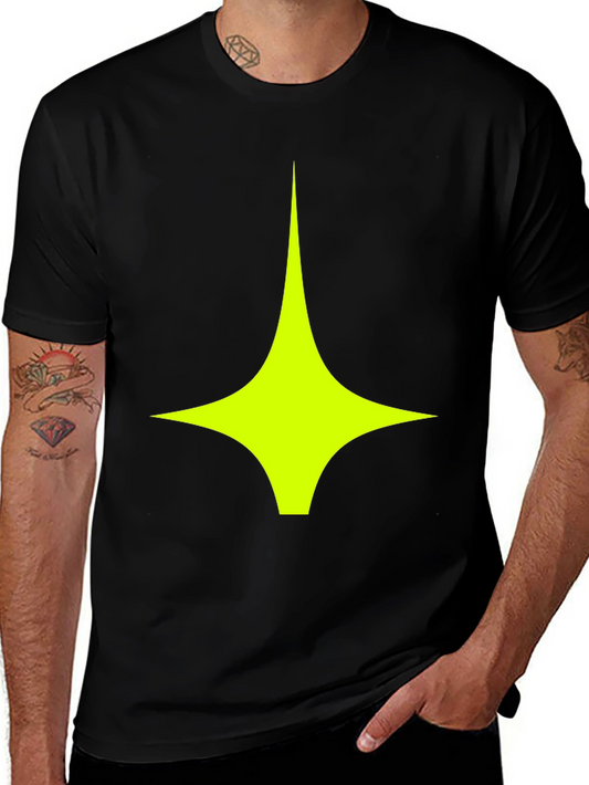 Modern Graphic Tee: Black Shirt with Geometric Star Design