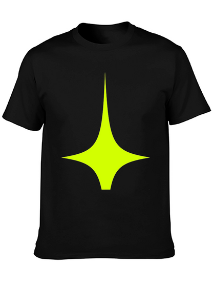Modern Graphic Tee: Black Shirt with Geometric Star Design