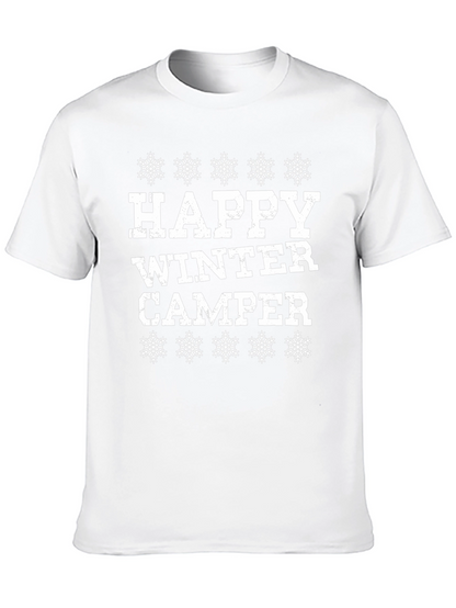 Happy Winter Camper Black Graphic T-Shirt