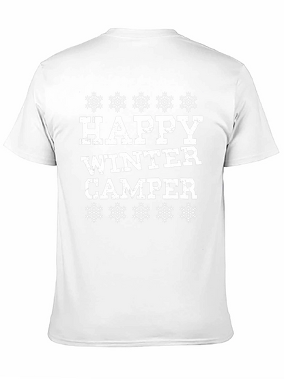 Happy Winter Camper Black Graphic T-Shirt