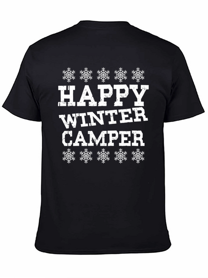 Happy Winter Camper Black Graphic T-Shirt