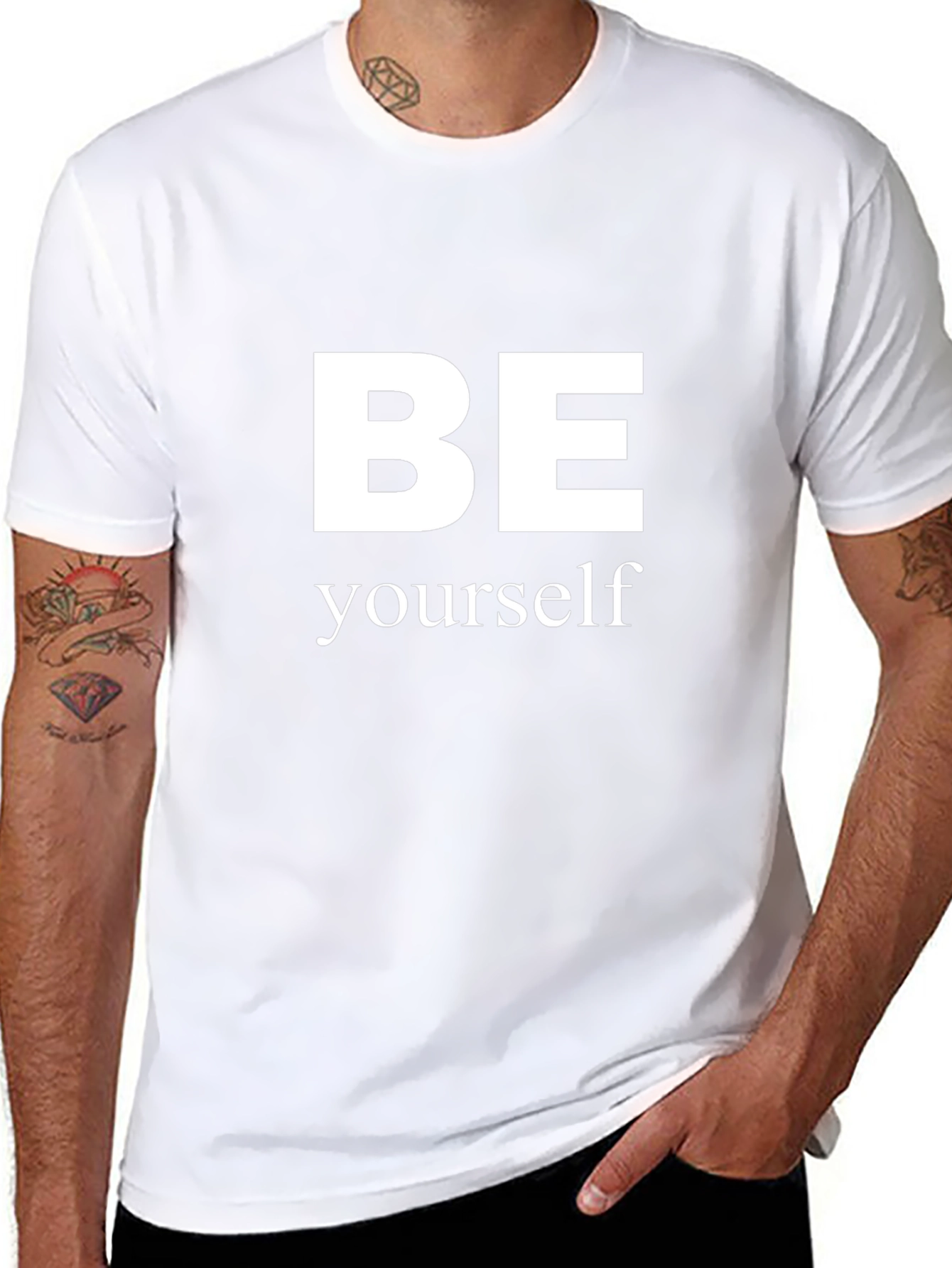 Be Yourself Graphic T-Shirt - Black Crew Neck