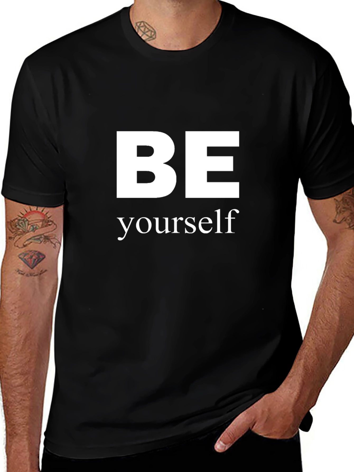 Be Yourself Graphic T-Shirt - Black Crew Neck