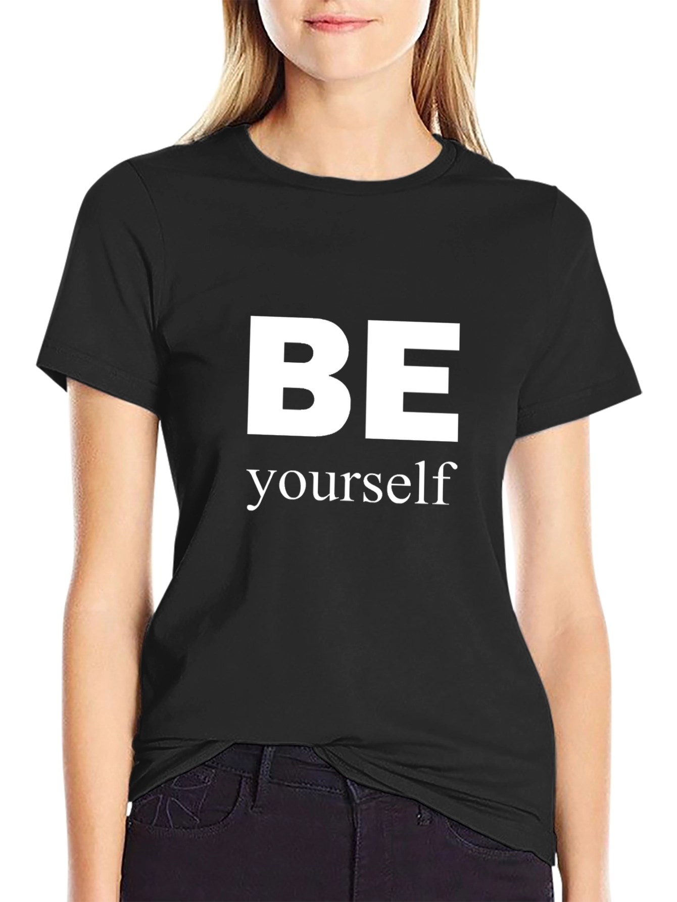 Be Yourself Graphic T-Shirt - Black Crew Neck
