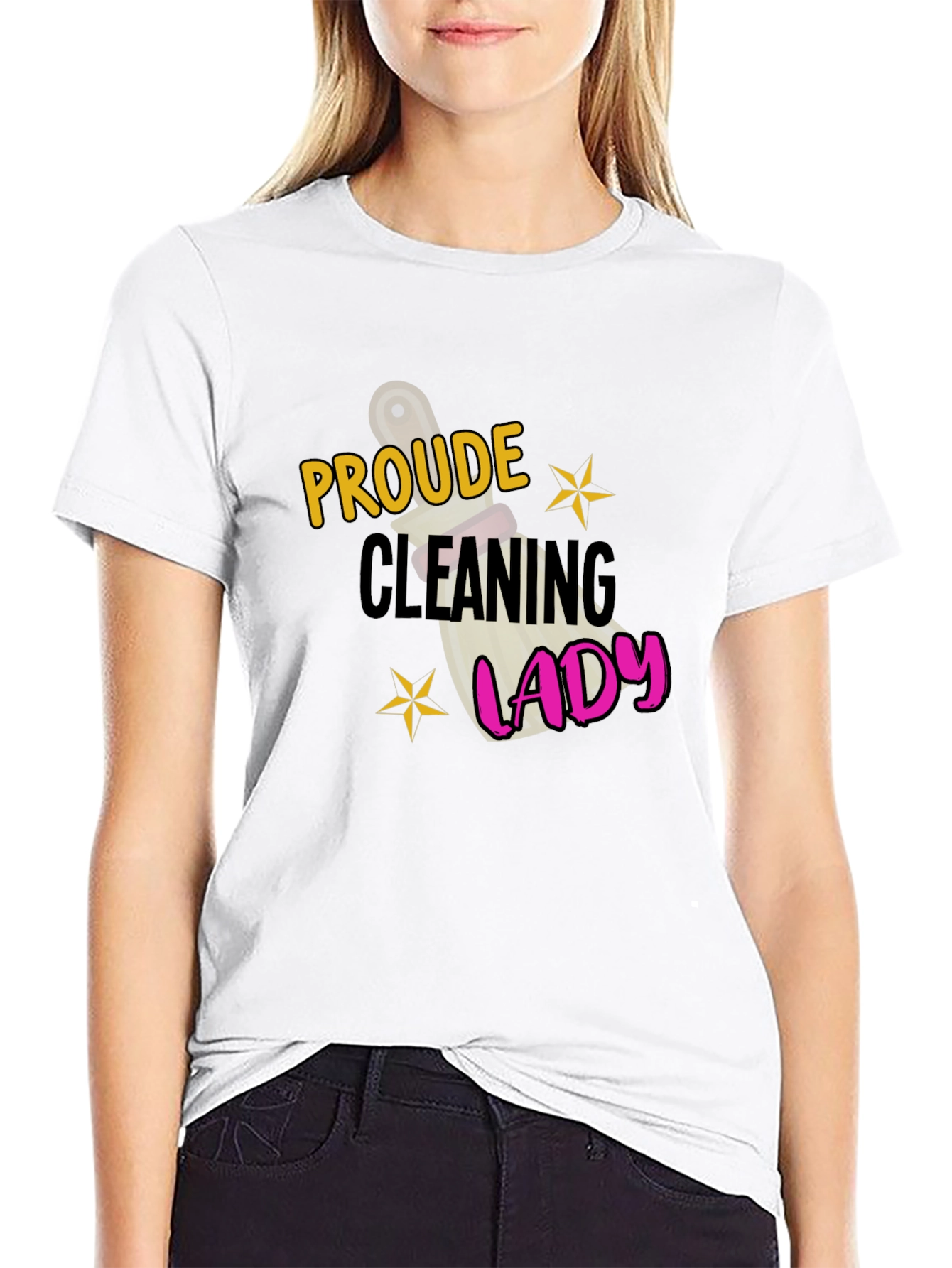 Proud Cleaning Lady Black Graphic T-Shirt