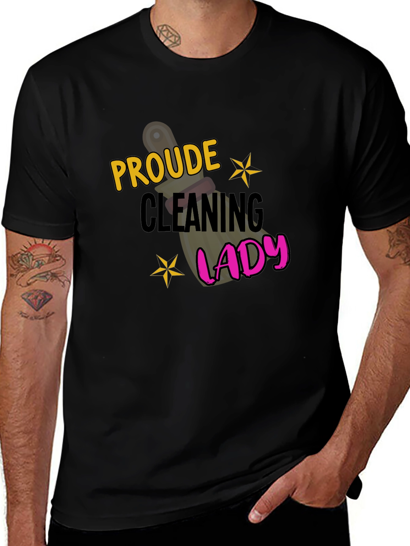 Proud Cleaning Lady Black Graphic T-Shirt