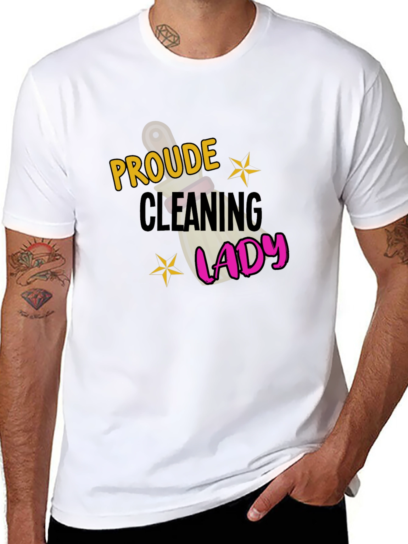 Proud Cleaning Lady Black Graphic T-Shirt