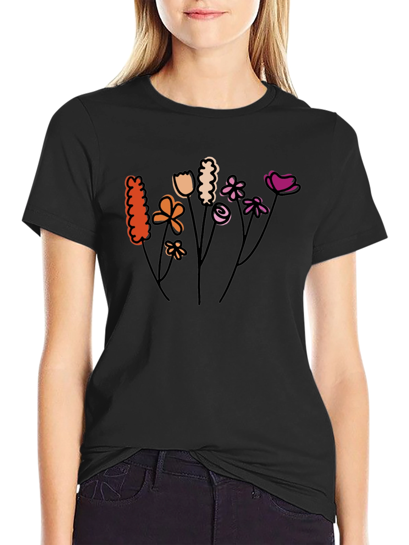Floral Graphic Tee - Black