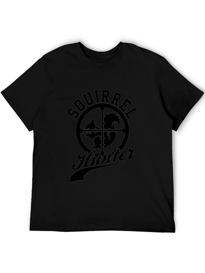 Squirrel Hunter Graphic T-Shirt - Black Crew Neck Tee