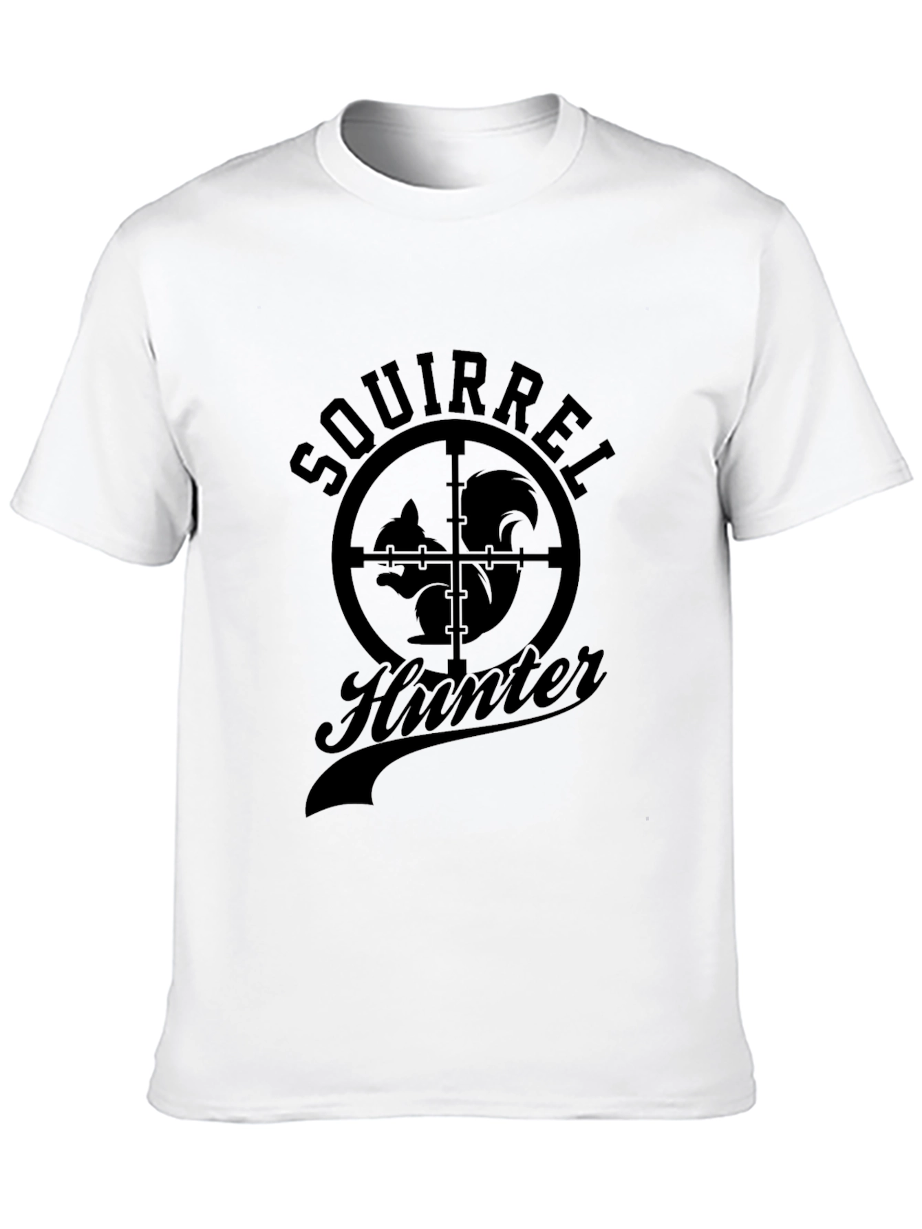 Squirrel Hunter Graphic T-Shirt - Black Crew Neck Tee