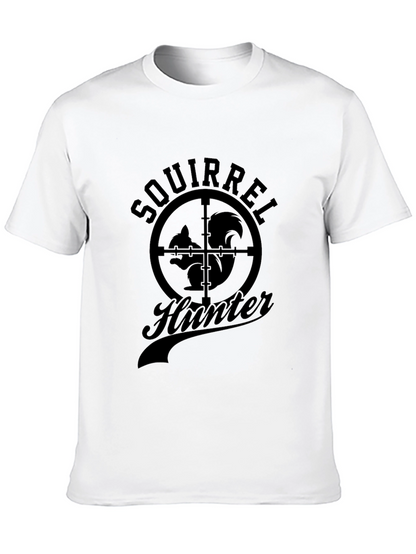 Squirrel Hunter Graphic T-Shirt - Black Crew Neck Tee