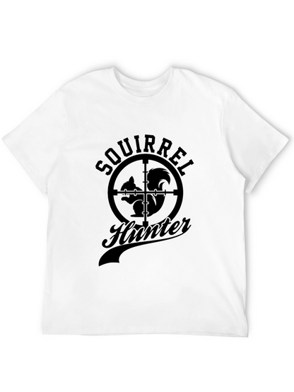 Squirrel Hunter Graphic T-Shirt - Black Crew Neck Tee