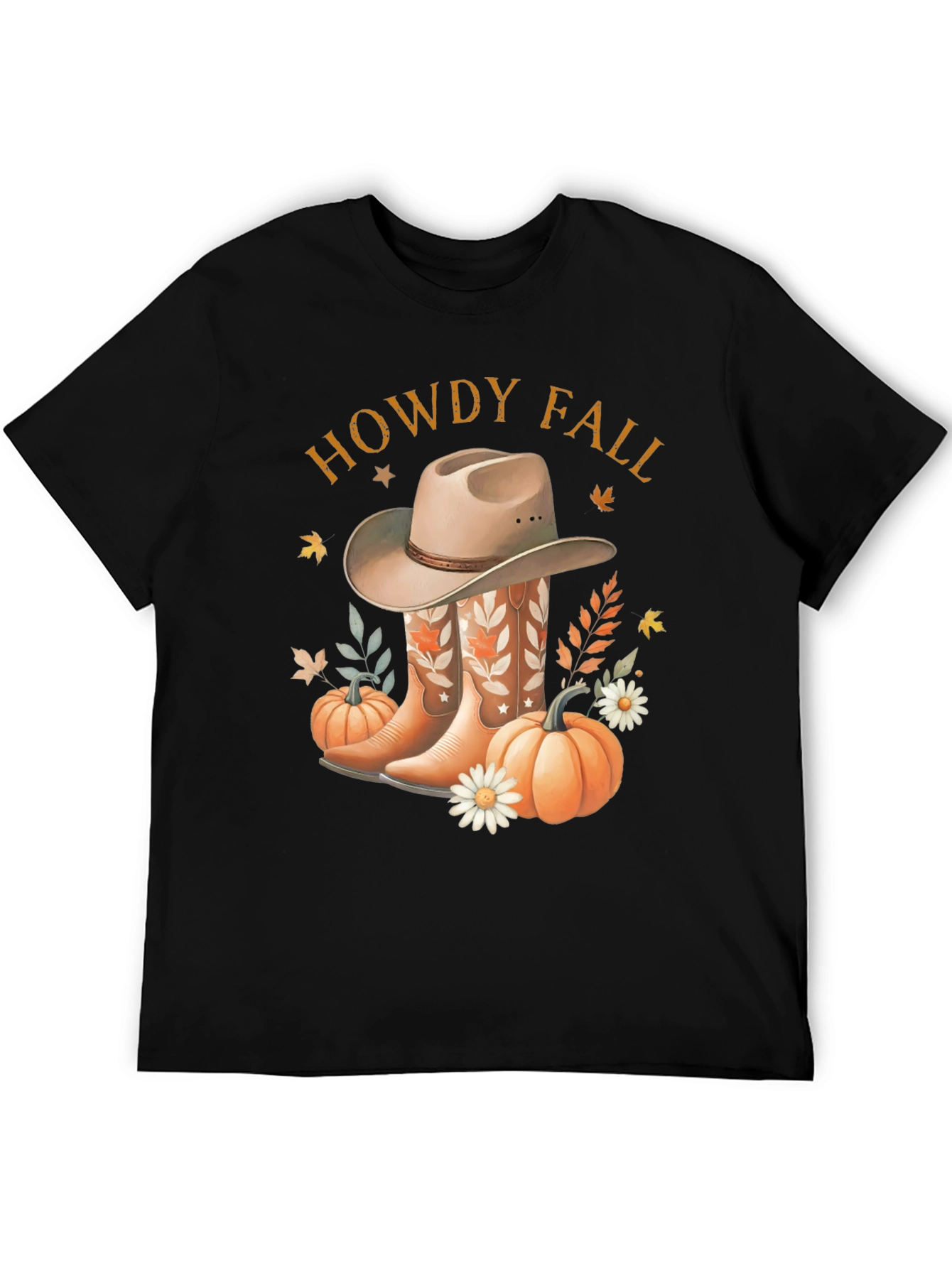 Howdy Fall Tee - Boots Hat & Pumpkins