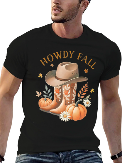Howdy Fall Tee - Boots Hat & Pumpkins